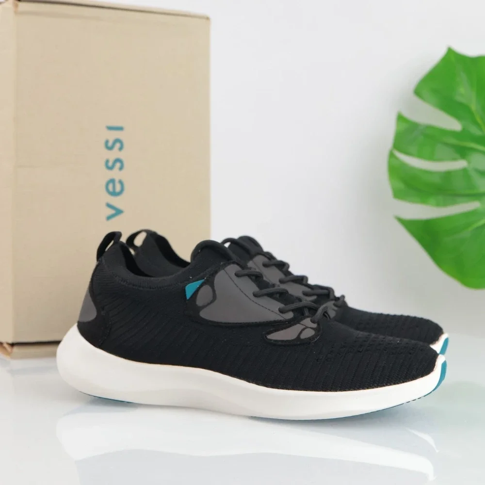 Vessi Womens Everyday Move Sneakers Size 10 Waterproof Black Knit Lace Up Shoes